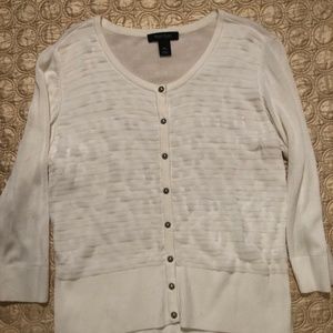 White House Black Market White 3/4 Sleeve Cardigan